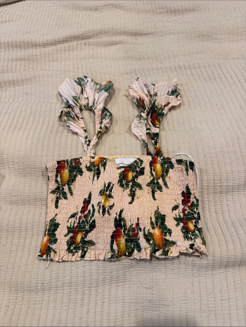 Floral Smocked Crop Top in Blush Pink